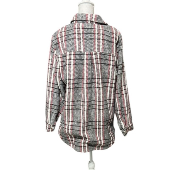 Ellison Jacket plaid tweed trendy front button cream gray sz Large lined - Picture 4 of 10